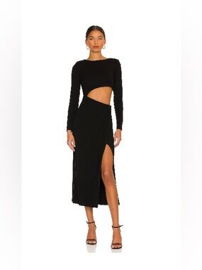 Revolve ASTR the label: Black Long-Sleeve Cutout Midi Dress